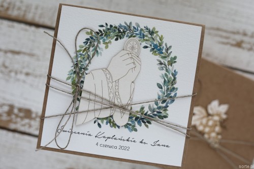 Kartka życzenia dla księdza na święcenia kapłańskie - rocznica święceń - prezent/podziękowanie dla księdza SORTE.pl