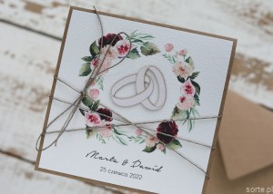 Rustykalna kartka ślubna ręcznie robiona Joasia i Patryk