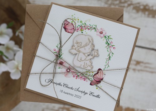 Personalizowana kartka na chrzest - pomysł na prezent - pamiątka chrztu ręcznie robiona od matki chrzestnej + najpiękniejsze życzenia