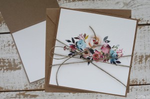 Ręcznie robiona kartka okolicznościowa - rustykalny bukiet