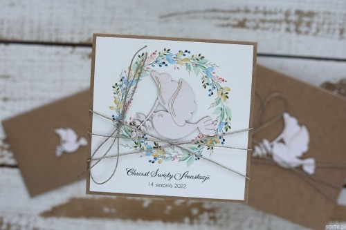 Kartka na chrzest personalizowana - prezent - pamiątka chrztu z życzeniami SORTE.pl