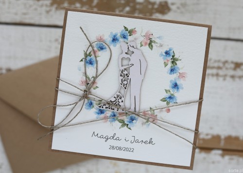 Personalizowany prezent - wyjątkowa kartka ślubna ręcznie robiona w stylu boho z sercem na ślub pomysł prezent ślubny z personalizacją + personalizowane najpiękniejsze życzenia ślubne od rodziców, chrzestnych, świadków - wedding card