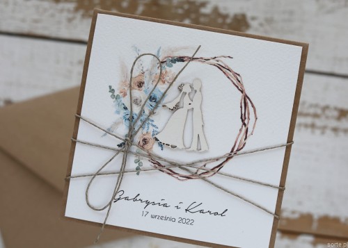 Personalizowany prezent - wyjątkowa kartka ślubna ręcznie robiona w stylu boho z sercem na ślub pomysł prezent ślubny z personalizacją + personalizowane najpiękniejsze życzenia ślubne od rodziców, chrzestnych, świadków - wedding card SORTE.pl