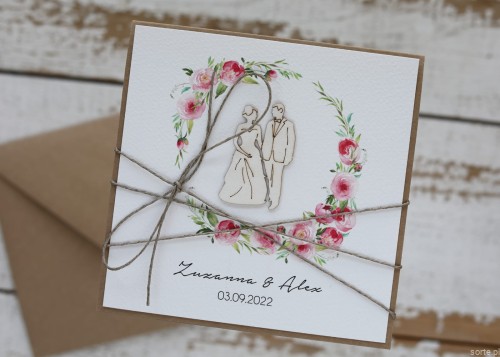 Personalizowany prezent - wyjątkowa kartka ślubna ręcznie robiona w stylu boho z sercem na ślub pomysł prezent ślubny z personalizacją + personalizowane najpiękniejsze życzenia ślubne od rodziców, chrzestnych, świadków - wedding card SORTE.pl