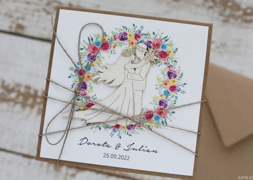 Personalizowany prezent - wyjątkowa kartka ślubna ręcznie robiona w stylu boho z sercem na ślub pomysł prezent ślubny z personalizacją + personalizowane najpiękniejsze życzenia ślubne od rodziców, chrzestnych, świadków - wedding card SORTE.pl