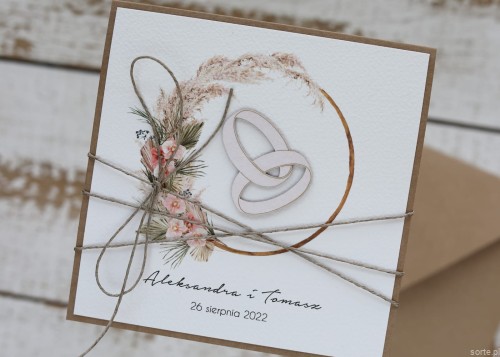 Personalizowany prezent - wyjątkowa kartka ślubna ręcznie robiona w stylu boho z sercem na ślub pomysł prezent ślubny z personalizacją + personalizowane najpiękniejsze życzenia ślubne od rodziców, chrzestnych, świadków - wedding card SORTE.pl