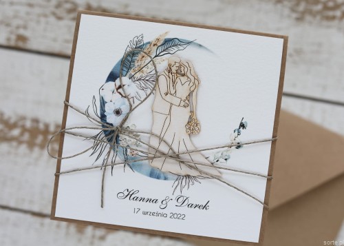 Personalizowany prezent - wyjątkowa kartka ślubna ręcznie robiona w stylu boho na ślub pomysł prezent ślubny z personalizacją + personalizowane najpiękniejsze życzenia ślubne - wedding card SORTE.pl