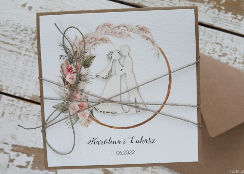 Personalizowany prezent - wyjątkowa kartka ślubna ręcznie robiona w stylu boho na ślub pomysł prezent ślubny z personalizacją + personalizowane najpiękniejsze życzenia ślubne od rodziców, matki chrzestnej, ojca chrzestnego, świadków - Wedding Card