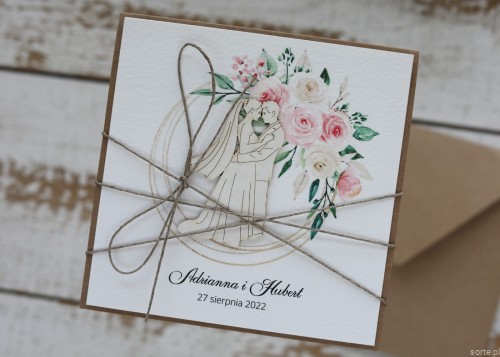 Personalizowany prezent - wyjątkowa kartka ślubna ręcznie robiona w stylu boho z sercem na ślub pomysł prezent ślubny z personalizacją + personalizowane najpiękniejsze życzenia ślubna  SORTE.pl