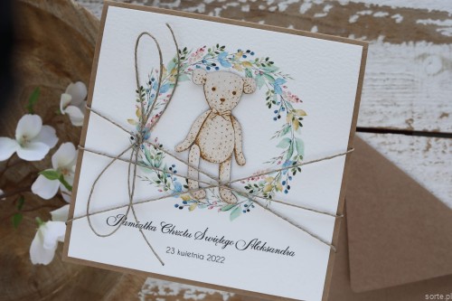 Oryginalna kartka z personalizacją na chrzest dla chłopca - pomysł na personalizowany prezent na chrzciny - pamiątka chrztu ręcznie robiona od matki chrzestnej, ojca chrzestnego + najpiękniejsze życzenia