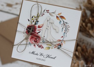 Personalizowany prezent - wyjątkowa kartka ślubna ręcznie robiona w stylu boho z sercem na ślub pomysł prezent ślubny z personalizacją + personalizowane najpiękniejsze życzenia ślubna