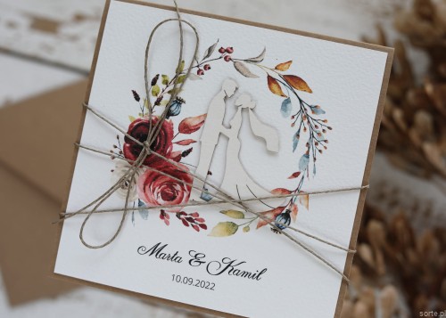 Personalizowany prezent - wyjątkowa kartka ślubna ręcznie robiona w stylu boho z sercem na ślub pomysł prezent ślubny z personalizacją + personalizowane najpiękniejsze życzenia ślubna SORTE.pl