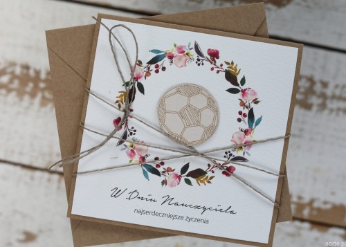 Ręcznie robiona kartka dla nauczyciela - prezent dzień nauczyciela wychowawcy trenera