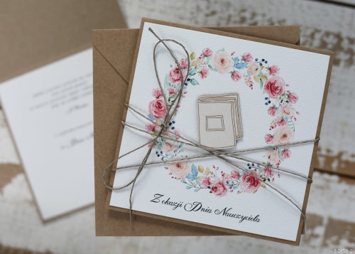 Ręcznie robiona kartka dla nauczyciela - prezent dzień nauczyciela, wychowawczyni