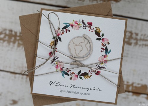 Ręcznie robiona kartka dla nauczyciela - prezent dzień nauczyciela, wychowawczyni