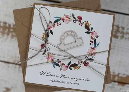 Ręcznie robiona kartka dla nauczyciela - prezent dzień nauczyciela, wychowawczyni