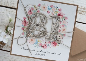 Kartka ręcznie robiona urodzinowa z dowolnymi cyframi