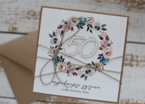 Rustykalna kartka życzenia z okazji 50. rocznicy ślubu - pięćdziesiąta rocznica ślubu - pomysł na prezent na złote gody