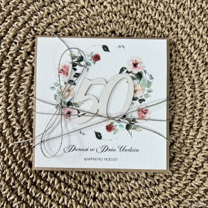 Wyjątkowa kartka ręcznie robiona na 50 urodziny prezent na pięćdziesiątkę z personalizacją  najpiękniejsze życzenia urodzinowe