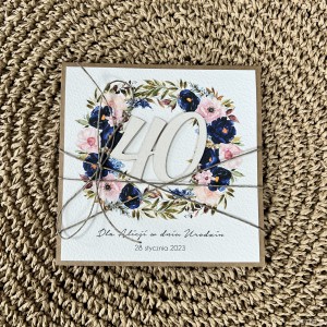 Personalizowany prezent - kartka ręcznie robiona na 40 urodziny, pomysł na prezent na czterdziestkę z personalizacją dla kobiety, mężczyzny + personalizowane najpiękniejsze życzenia urodzinowe