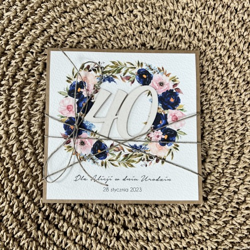 Personalizowany prezent - kartka ręcznie robiona na 40 urodziny, pomysł na prezent na czterdziestkę z personalizacją dla kobiety, mężczyzny + personalizowane najpiękniejsze życzenia urodzinowe