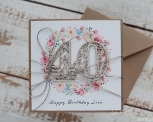 Handmade birthday card 40 years with personalization