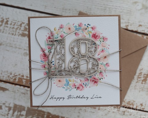 Handmade birthday card 18 years with personalization