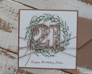Handmade birthday card 21 years with personalization