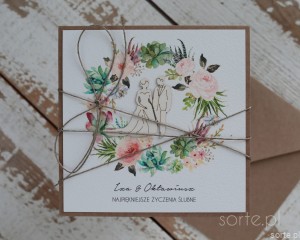 Personalizowany prezent - wyjątkowa kartka ślubna ręcznie robiona w stylu boho na ślub pomysł prezent ślubny z personalizacją + personalizowane najpiękniejsze życzenia ślubne od rodziców, matki chrzestnej, ojca chrzestnego, świadków - Wedding Card