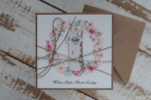 Unikatowa kartka na ślub i chrzest ręcznie robiona 