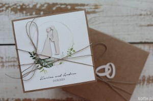 Handmade boho wedding card with personalization