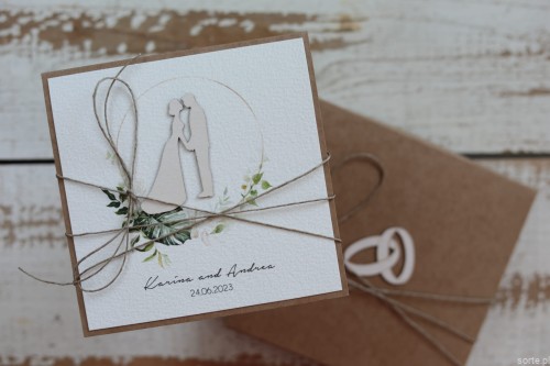 Handmade boho wedding card with personalization