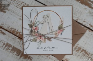 Handmade boho wedding card with personalization