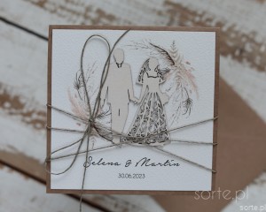 Handmade boho wedding card with personalization