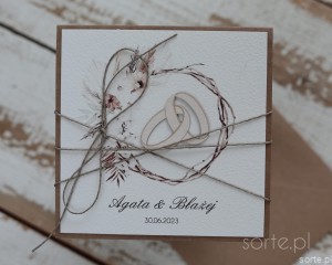 Handmade boho wedding card with personalization