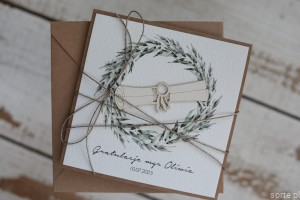 Personalizowana ręcznie robiona kartka gratulacje z okazji uzyskania absolutorium obrony pracy licencjackiej, magisterskiej, doktorskiej 