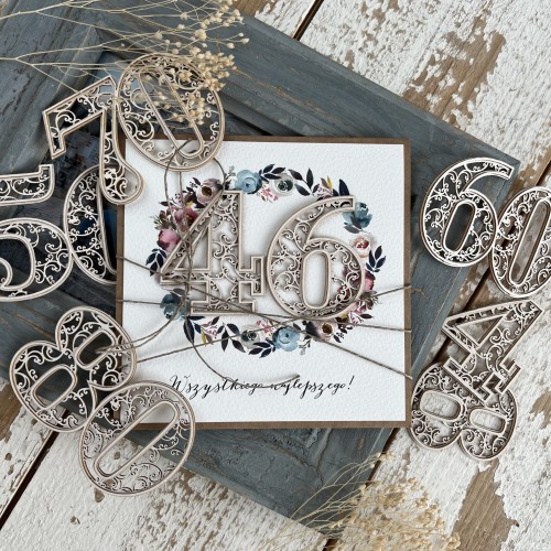 Kartka ręcznie robiona urodzinowa - na urodziny, rocznicę, jubileusz z cyframi