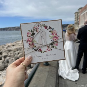 Wyjątkowa personalizowana kartka ślubna ręcznie robiona boho życzenia na ślub od świadkowej