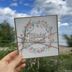 Kartka ślubna rustykalna, życzenia na ślub Młodej Parze, idealny dodatek do prezentu ślubnego