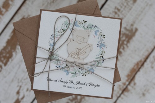 Personalizowany prezent - wyjątkowa personalizowana ręcznie robiona kartka dla chłopca na chrzest i urodziny/roczek jednocześnie + najpiękniejsze życzenia