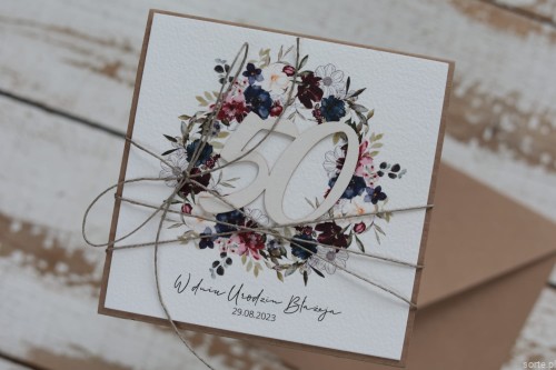 Personalizowany prezent - wyjątkowa kartka ręcznie robiona na 50 urodziny, pomysł na prezent na pięćdziesiątkę z personalizacją dla kobiety, mężczyzny + personalizowane najpiękniejsze życzenia urodzinowe