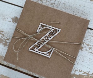 Ręcznie robiona kartka na chrzest monogram litera Z