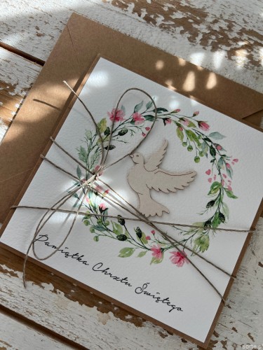 Wyjątkowa kartka ręcznie robiona na chrzest święty dla dziewczynki, prezent/pamiątka chrztu + najpiękniejsze życzenia na chrzciny