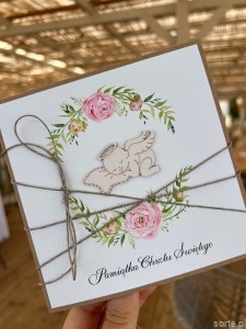 Kartka na chrzest dla dziewczynki - ręcznie robiona piękne życzenia na chrzciny