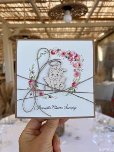 Kartka na chrzest dla dziewczynki - ręcznie robiona piękne życzenia na chrzciny
