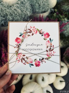 Ręcznie robiona kartka podziękowanie - serdeczne podziękowania