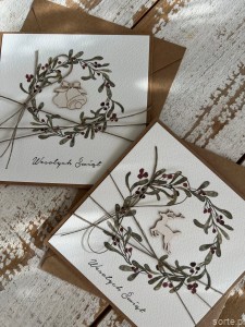 Kartka na święta na Boże Narodzenie ręcznie robiona - zestaw 2 kartki handmade + najpiękniejsze życzenia świąteczne