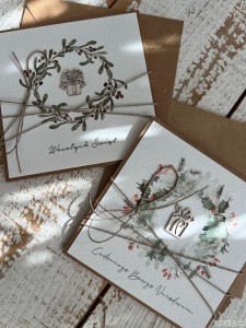 Kartka na święta na Boże Narodzenie ręcznie robiona - zestaw 2 kartki handmade + najpiękniejsze życzenia świąteczne