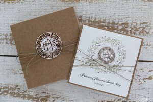 Ręcznie robiona kartka komunijna z personalizacją