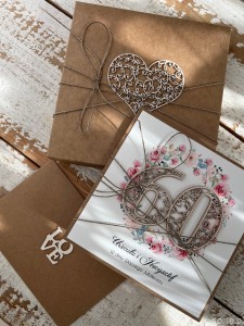 Personalizowany pomysł prezent - wyjątkowa kartka rocznicowa ręcznie robiona na 60 rocznicę ślubu prezent z personalizacją + personalizowane najpiękniejsze życzenia na rocznicę ślubu